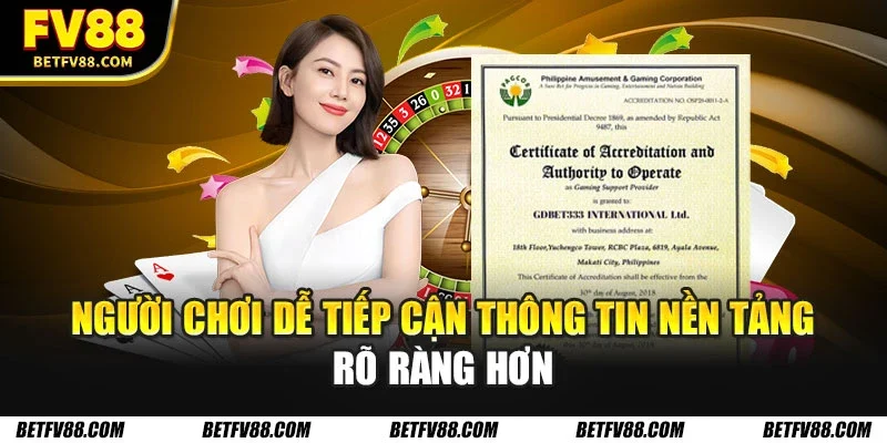 Giấy Phép Hoạt Động FV88 Và Những Thông Tin Quan Trọng 2 Người chơi dễ tiếp cận thông tin nền tảng rõ ràng hơn